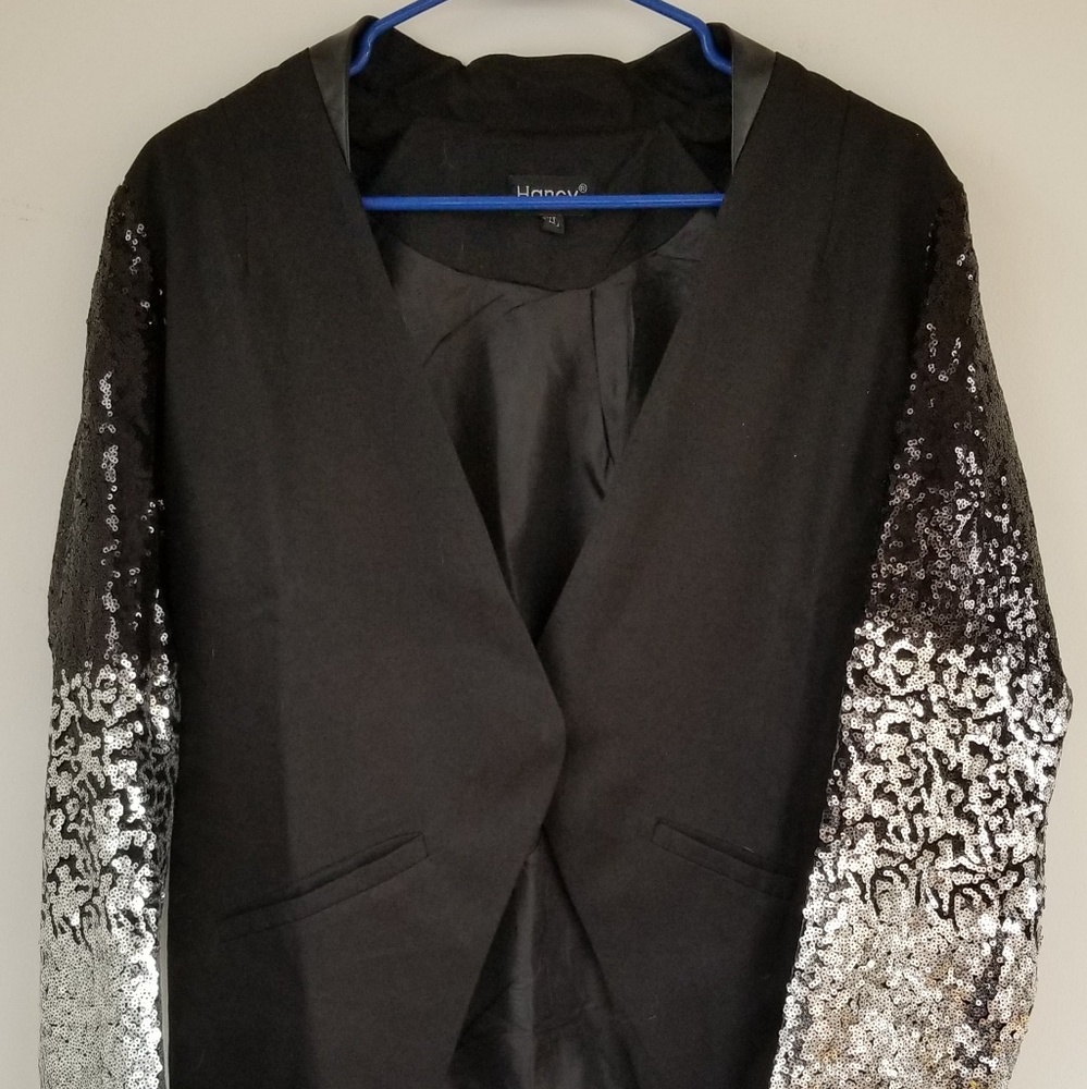 Sequin sleeve blazer